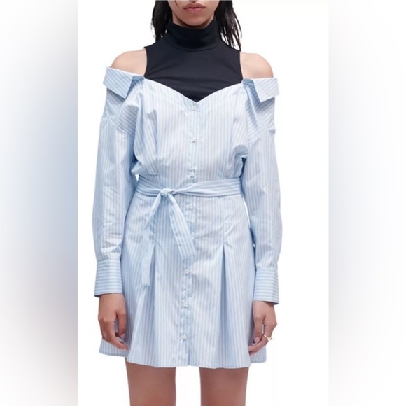 NWT Maje TROMPE-L’OEIL STRIPED SHIRT DRESS in Sz. 36 - Picture 1 of 12